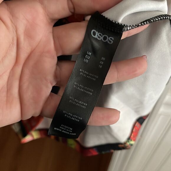 ASOS Curve Black and Orange Sheath Dress V-Neck 3/4 Sleeve - Picture 5 of 7